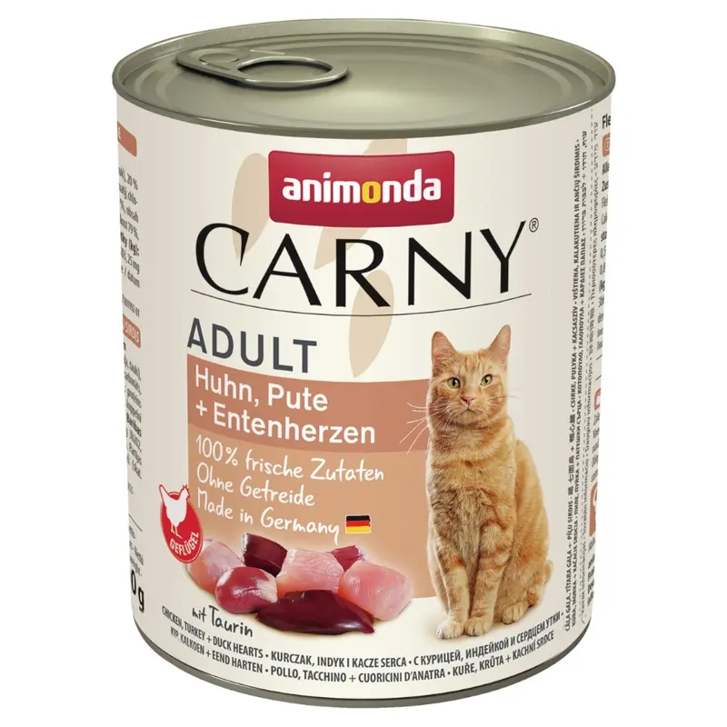 Animonda Carny Adult 6 X 800G - Chicken, Turkey & Duck Hearts