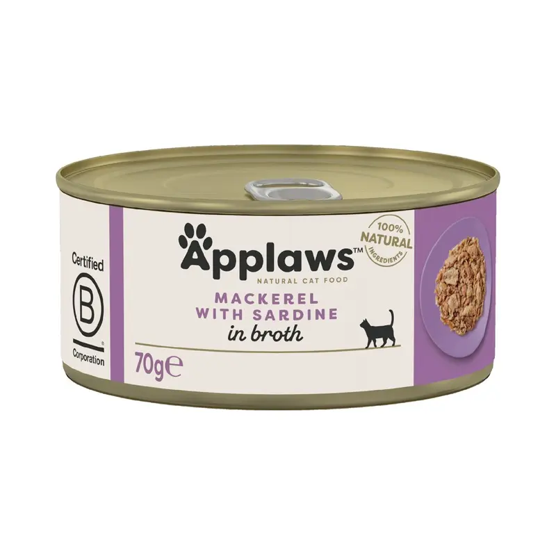 Applaws Adult Cat Cans Tuna/Fish In Broth 70G - Mackerel With Sardines (6 X 70G)