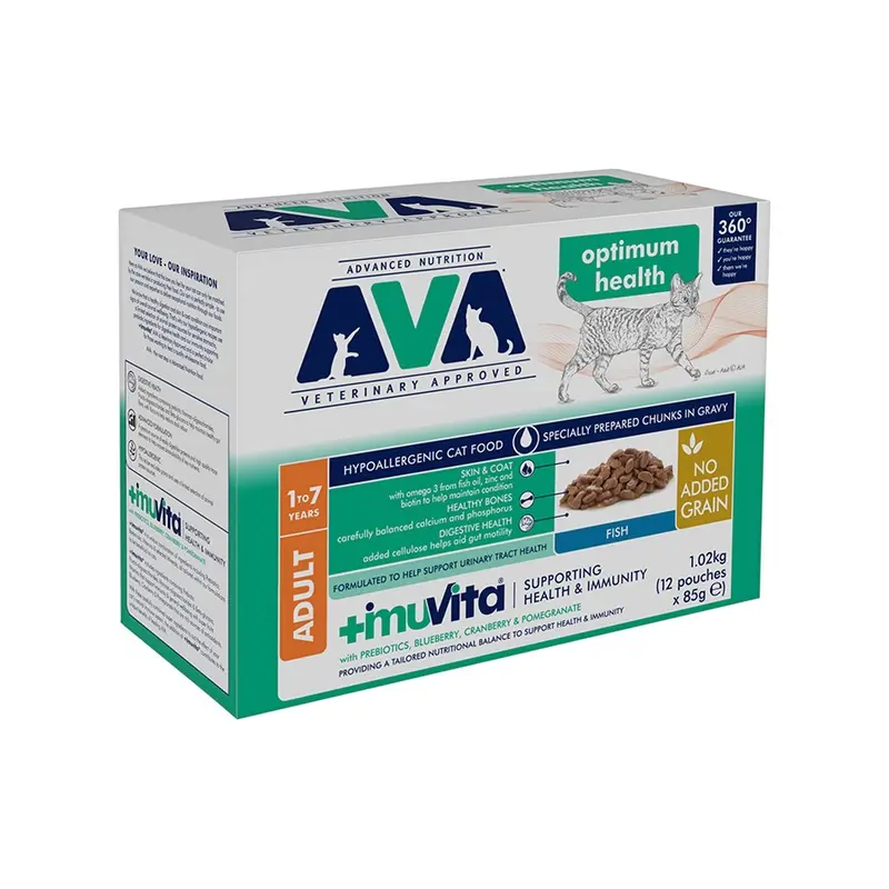 Ava Veterinary Approved Optimum Health Wet Adult Cat Food Fish In Gravy 12X85G