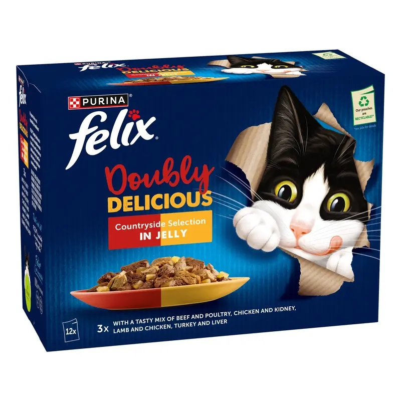 Felix As Good As It Looks - Doubly Delicious 12 X 85G - Countryside Selection In Jelly