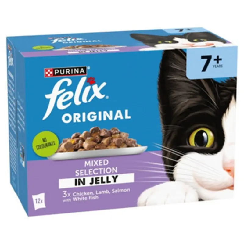 Felix Original Senior 7+ Mixed Selection In Jelly Wet Cat Food 12X85g - Pack Of 4