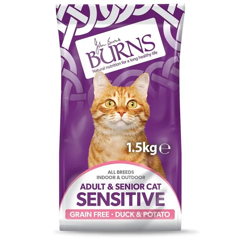 Burns Sensitive Duck And Potato Free Adult And Senior Cat Food - Grain 1.5Kg