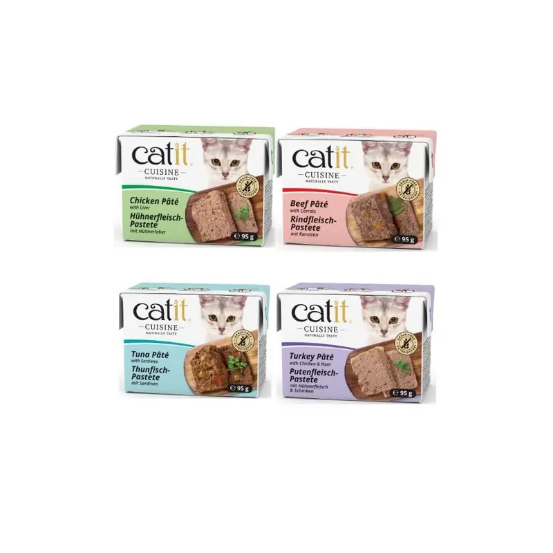 Catit (Chicken And Ham, Pack) Cuisine Pate Wet Cat Food Mixed Flavours Size 12