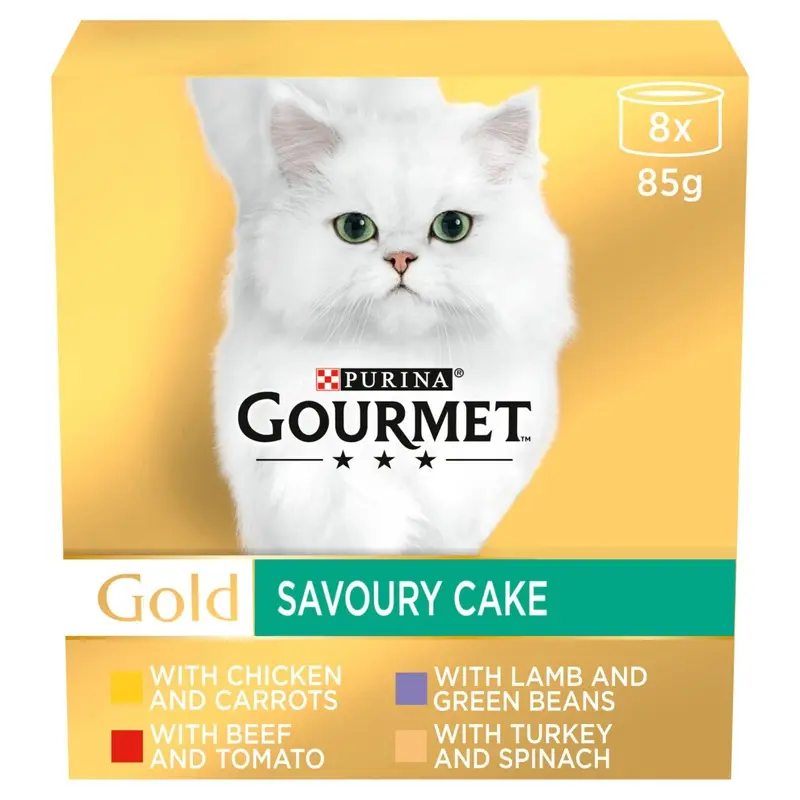 New Gourmet Cat Food Savoury Cake Meat And Veg 8X85g, Pack Of Gold 108758876 Size 6
