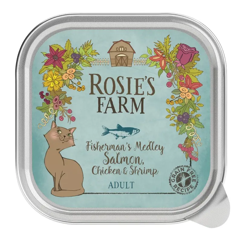 Rosies Farm Adult Fishermans Medley With Salmon, Chicken & Shrimp - 16 X 100G (Trays)
