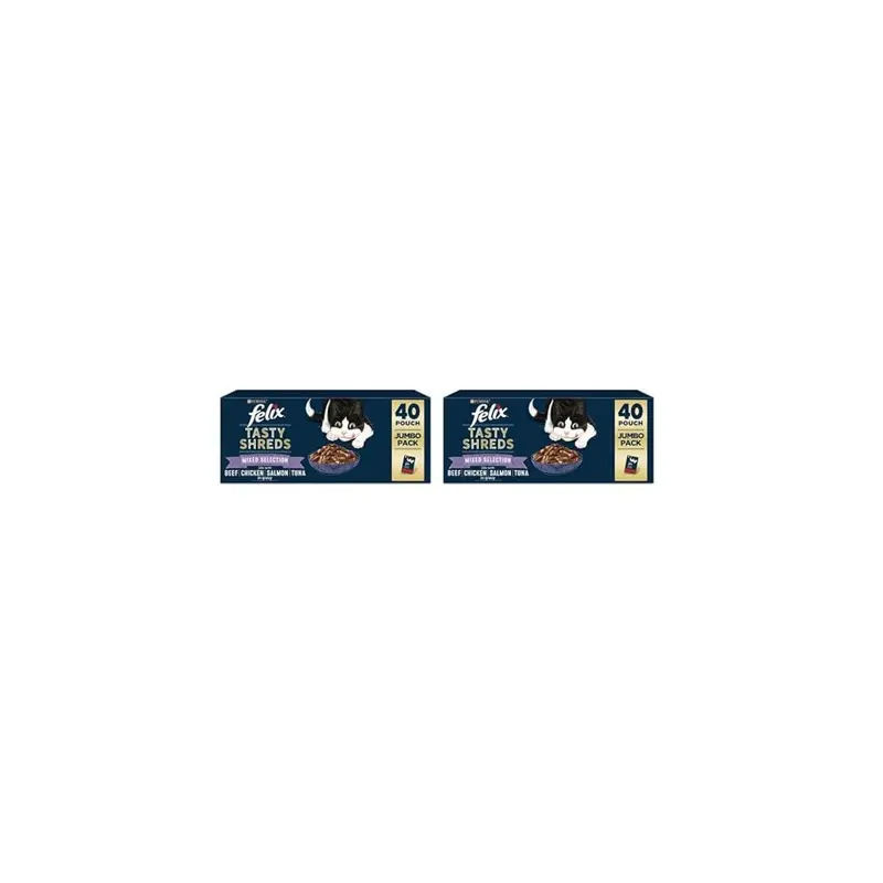 Felix Tasty Shreds Mixed Selection In Gravy Wet Cat Food 40X80g (Pack Of 2) Size 2