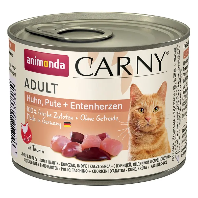 Animonda Carny Adult 6 X 200G - Chicken, Turkey & Duck Hearts