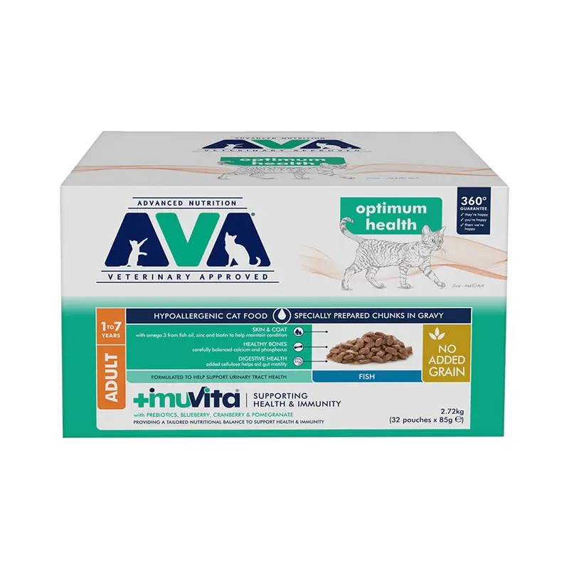Ava Veterinary Approved Optimum Health Wet Adult Cat Food Fish In Gravy 32X85G