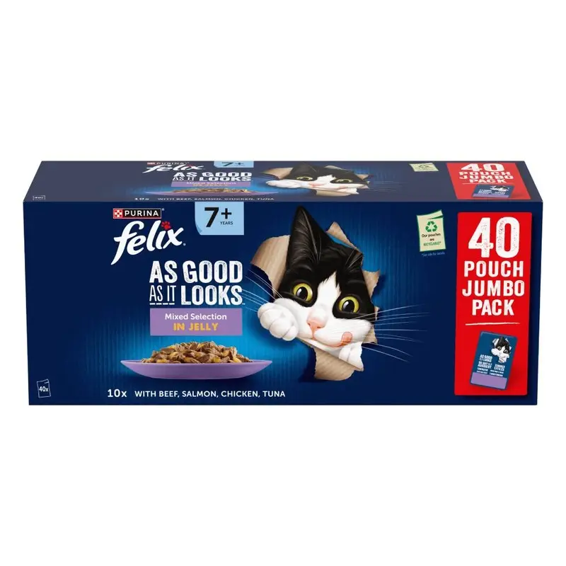Felix Senior As Good As It Looks Saver Pack 40 X 85G - Mixed Selection In Jelly
