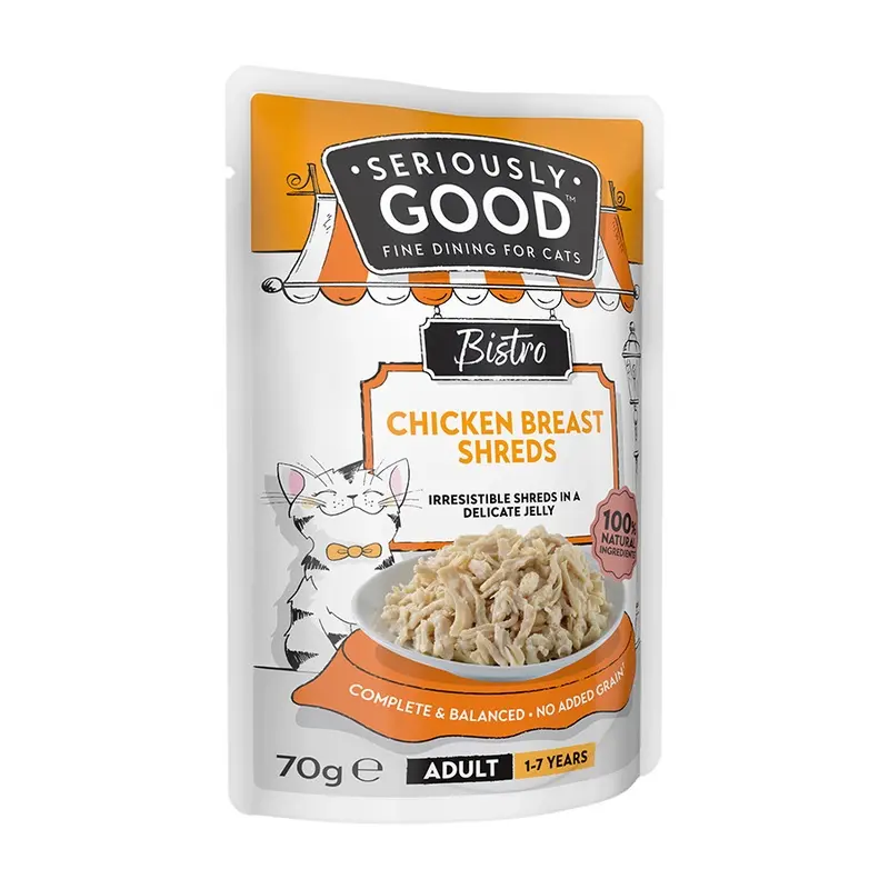 Seriously Good Chicken Breast Shreds Wet Adult Cat Food In Jelly 70G