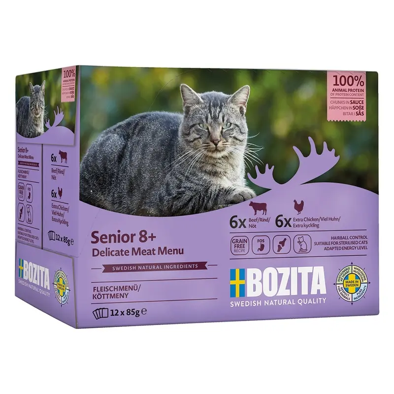 Bozita Morsels In Sauce Senior 8+ 12 X 85G - Mix Pack(2 Varieties)