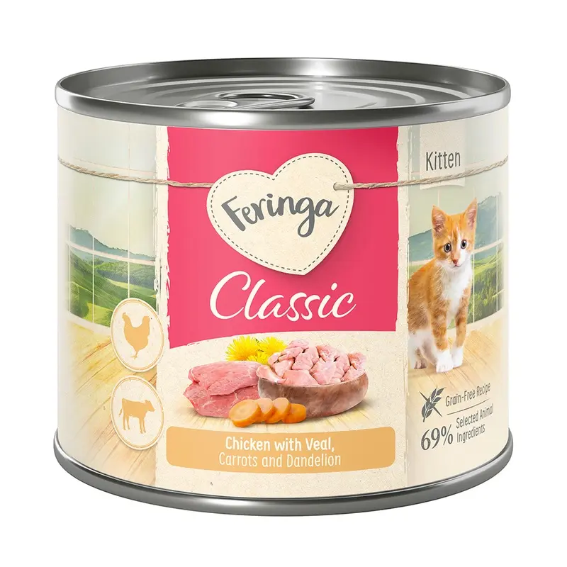 Feringa Classic Meat Menu Kitten 6 X 200G - Chicken & Veal With Carrots & Dandelion