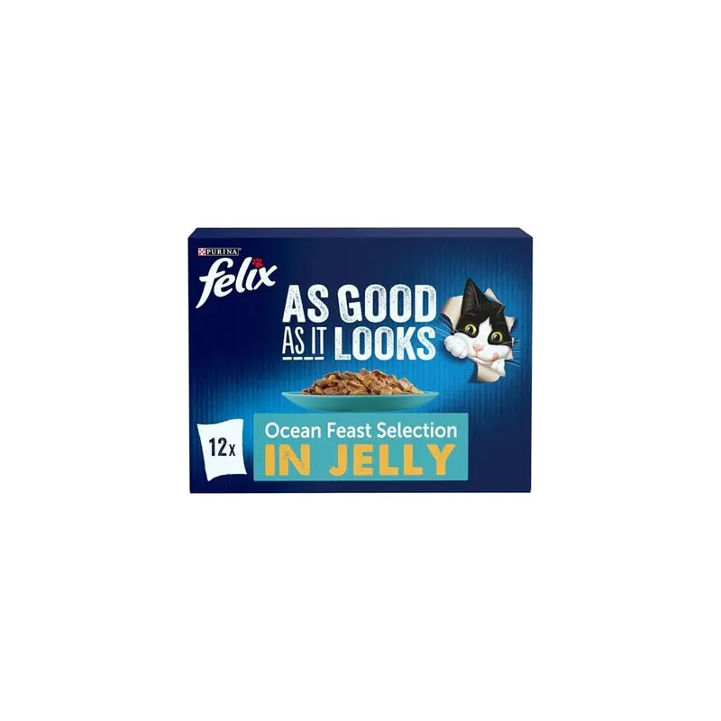 New Felix As Good As It Looks Ocean Feasts Wet Cat Food 12X85g (Pack Of 4) Size 4