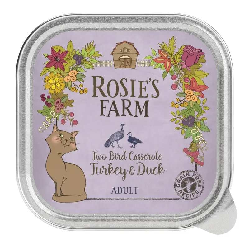 Rosies Farm Adult Two Bird Casserole With Turkey & Duck - 16 X 100G (Trays)