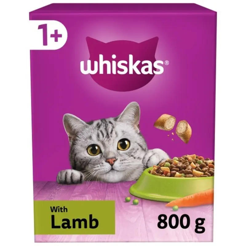 Whiskas 1+ Cat Complete Dry Food With Lamb - 800G Size 1