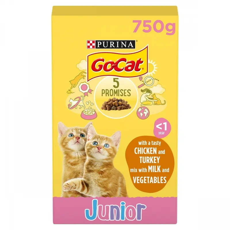Go-Cat Kitten Chicken, Turkey And Milk Dry Cat Food - 750G
