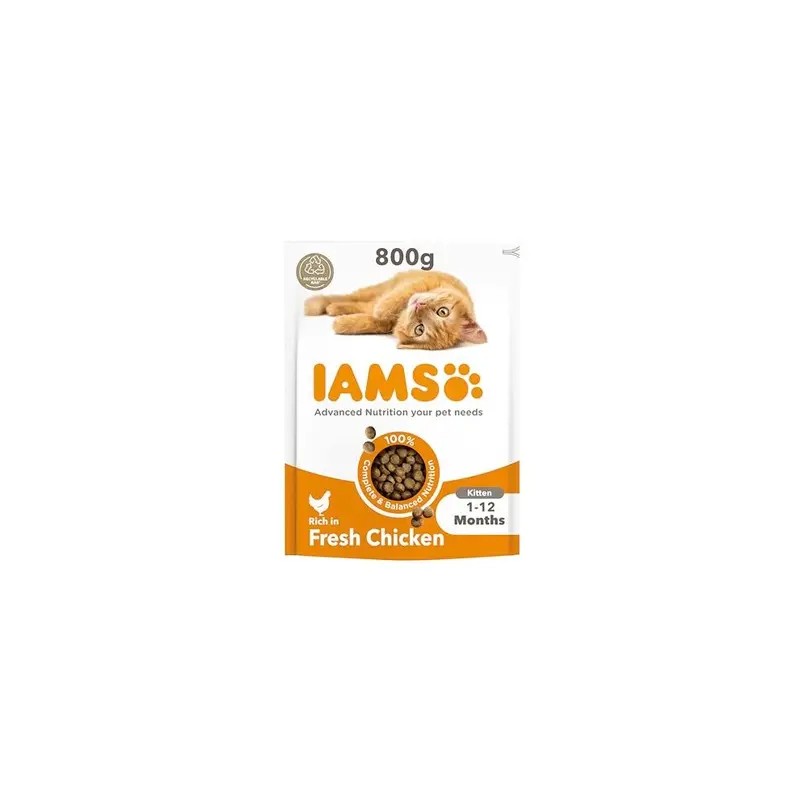 Iams Complete Dry Cat Food For Kittens With Chicken 800 G