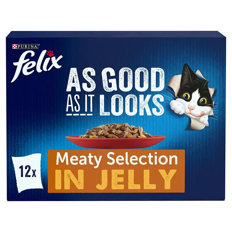 Felix As Good As It Looks Adult Wet Cat Food Meaty Selection In Jelly 12X100G