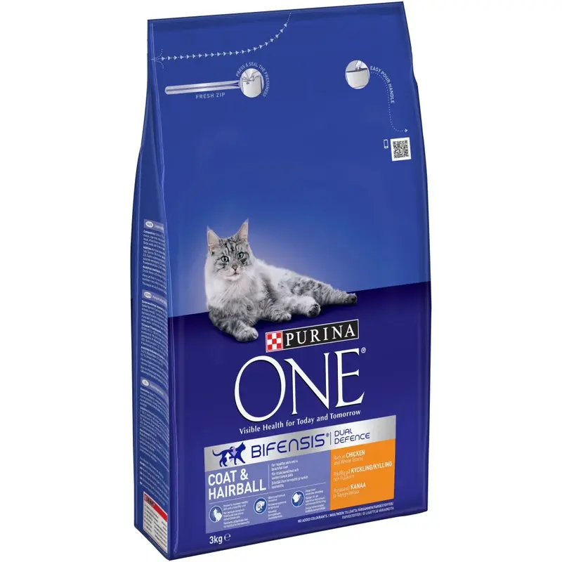 New Purina One Coat And Hairball Dry Cat Food Chicken, C-12327301 3Kg