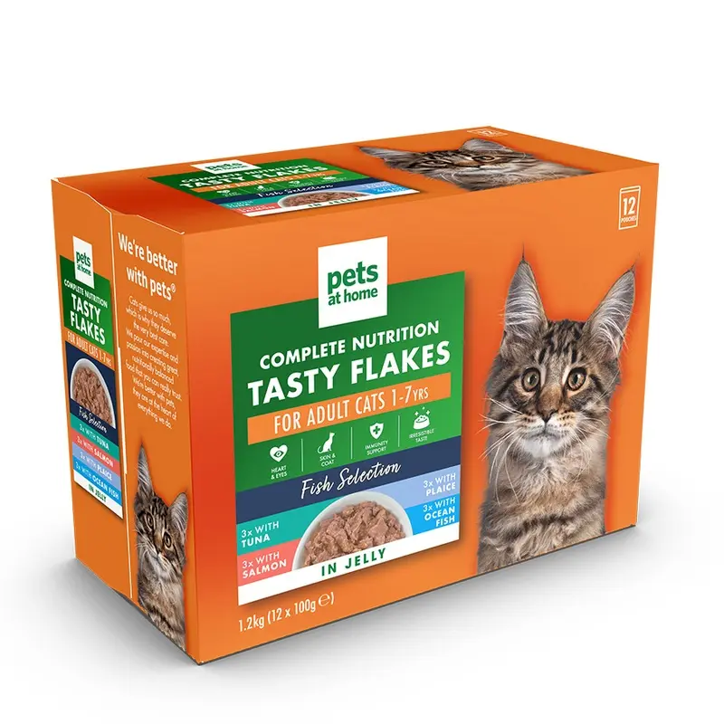 Pets At Home Tasty Flakes Fish Selection In Jelly Wet Adult Cat Food 12X100G