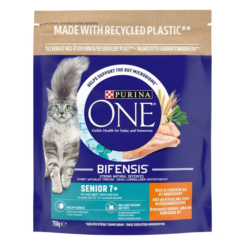 Purina One Senior 7+ Chicken & Whole Grains Dry Cat Food - 750G