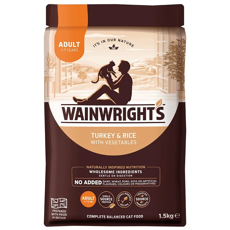Wainwrights Dry Adult Cat Food Turkey & Rice With Vegetables 1.5Kg