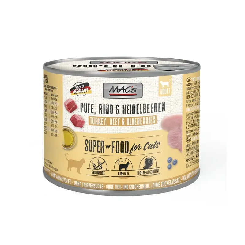 Macs Cat 6 X 200G - Turkey, Beef & Blueberry