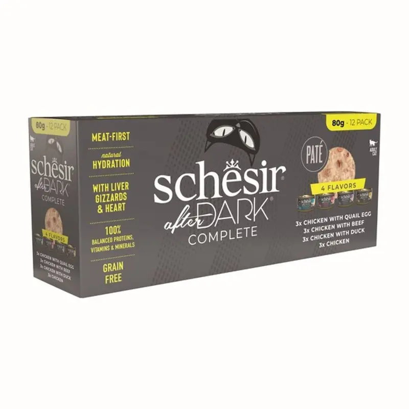 Schesir After Pate Variety Pack Adult Cat Mixed - X 80G Dark Size 12
