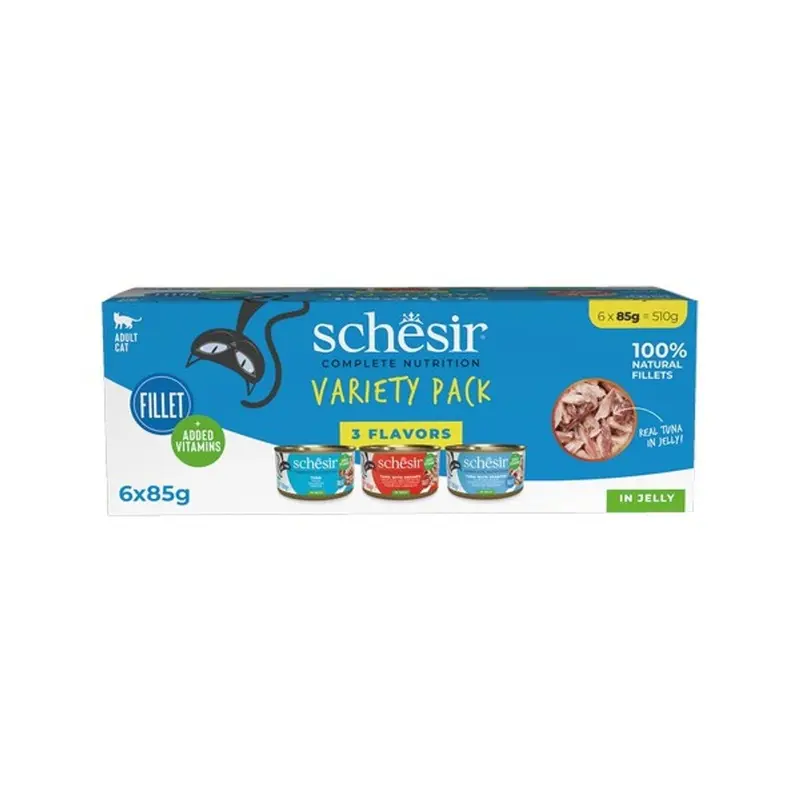 Schesir Fillet Variety Pack In Jelly 6X85g Size 2