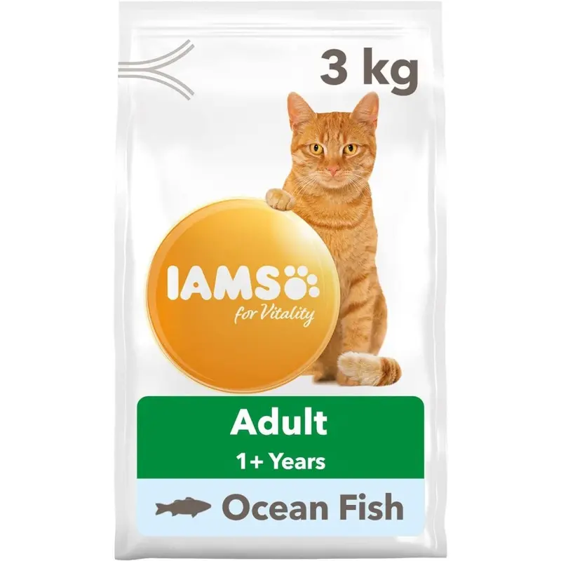 Iams Complete Dry Cat Food For Adult 1+ Cats With Ocean Fish 3 Kg Size 1