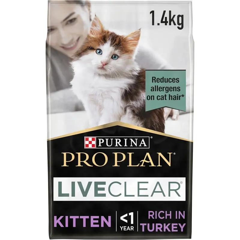 Purina (Kitten) Pro Plan Liveclear Kitten 1-12M Rich In Turkey Dry Cat Food 1.4Kg