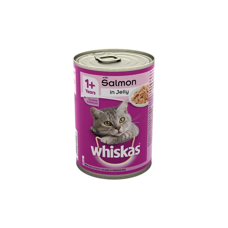 Whiskas Salmon Adult Wet Cat Food Tin In Jelly (Pack Of 12) 390G