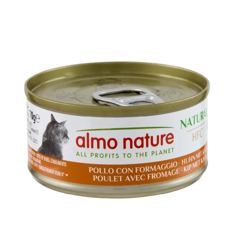 Almo Nature Hfc Natural - Wet Cat Food With Chicken & Cheese (Pack Of X 70G Tins) Size 24