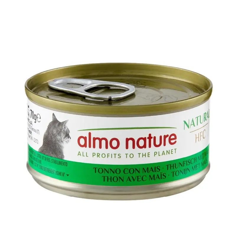 Almo Nature Hfc Natural - Wet Cat Food With Tuna & Sweet Corn (Pack Of X 70G Tins) Size 24