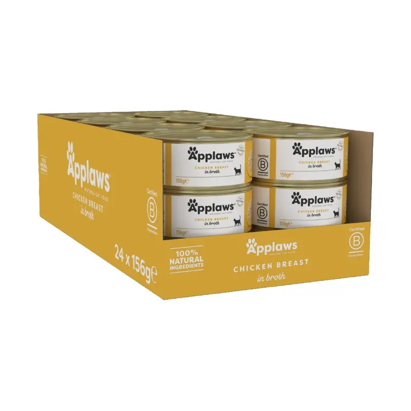 Applaws Natural Wet Adult Cat Food Chicken Breast In Broth 24X156G Tins