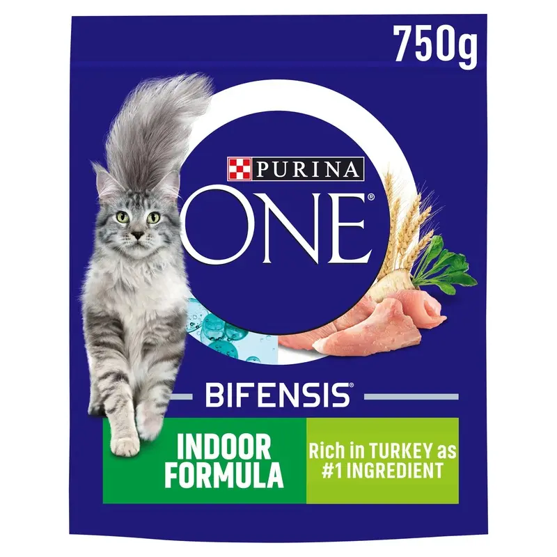 PURINA ONE Indoor Turkey Dry Cat Food 750g (Pack of 4)