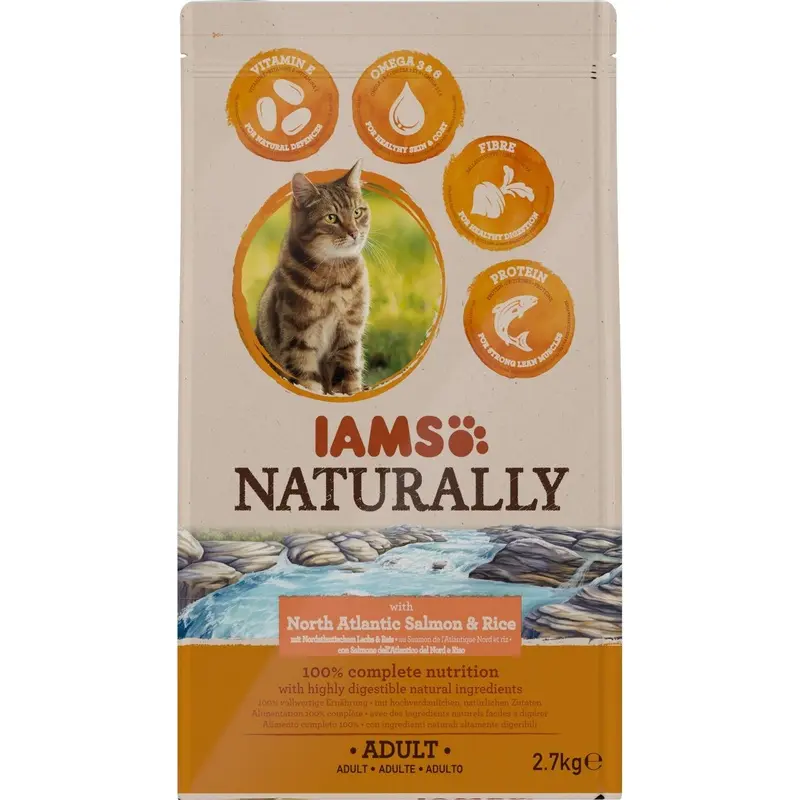 Iams Naturally Adult Cat Dry Food North Atlantic - Salmon 2.7Kg