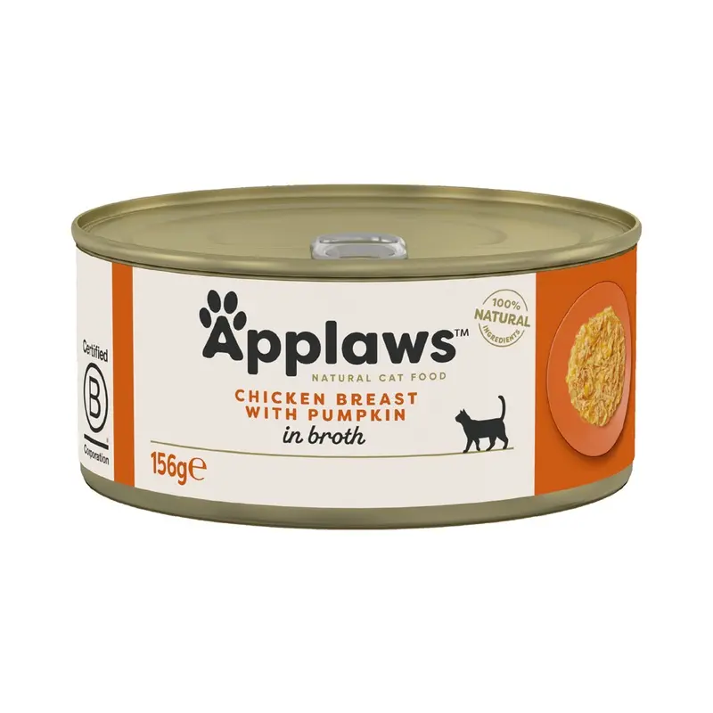 Applaws Adult Cat Cans Chicken In Broth 156G - Chicken With Pumpkin (6 X 156G)