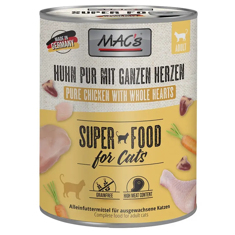 Macs Cat 6 X 800G - Pure Chicken With Whole Poultry Hearts