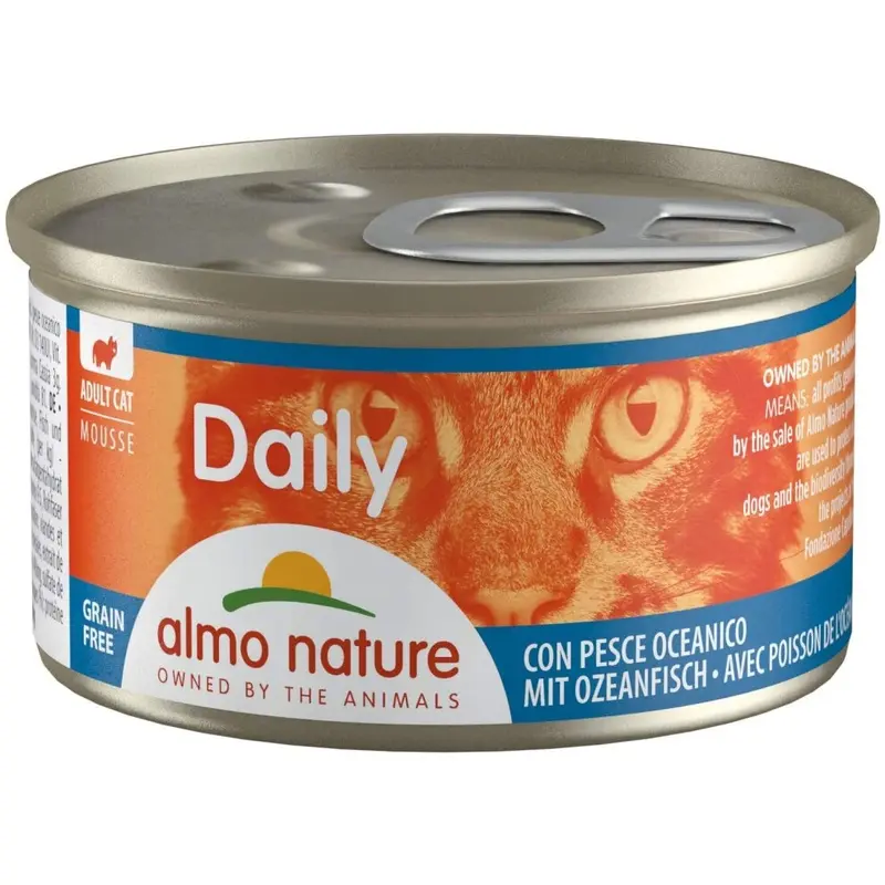 Almo Nature Grain Daily Mousse With Oceanic Fish - Free-(Pack Of X 85G Tins) Size 24