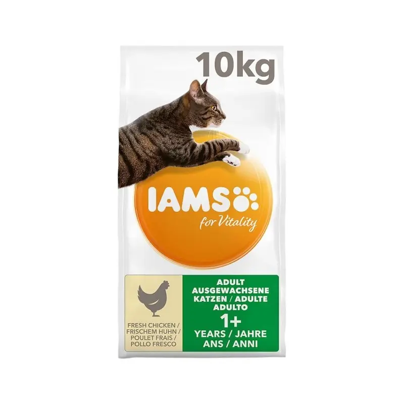 Iams For Vitality Adult Fresh Chicken Dry Cat Food 10Kg