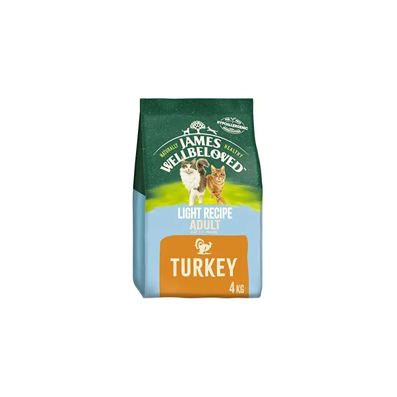 James Wellbeloved Light Adult Turkey 4 Kg Bag, Hypoallergenic Dry Cat Food 4Kg
