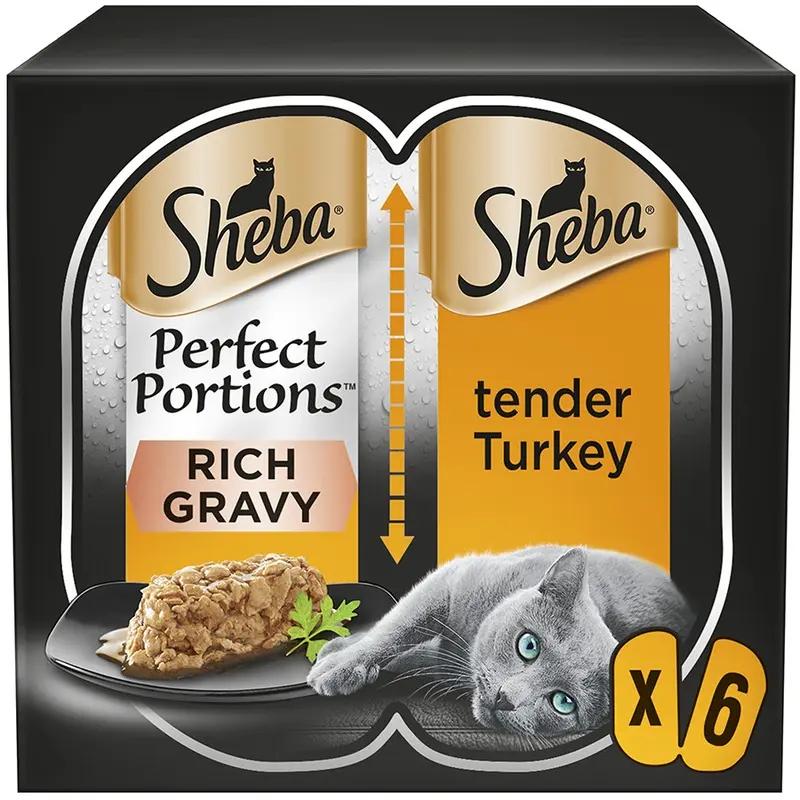 Sheba Perfect Portions Wet Adult Cat Food Turkey In Gravy 3 X 75G Trays