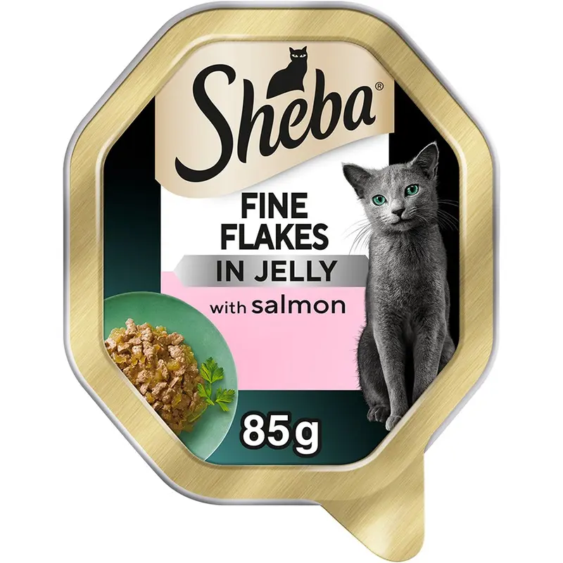 Sheba Fine Flakes Wet Adult Cat Food With Salmon Jelly 85G Tray
