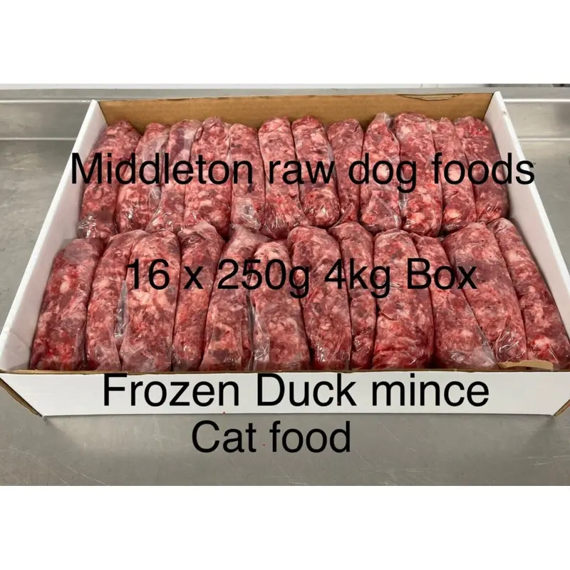 Sunukerr Cat Food Frozen Duck Mince 16X250g Bags/Blocks .Barf Raw Diet Delivered 4Kg