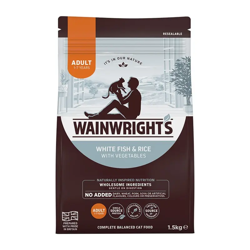 Wainwrights Dry Adult Cat Food Whitefish & Rice With Vegetables 1.5Kg