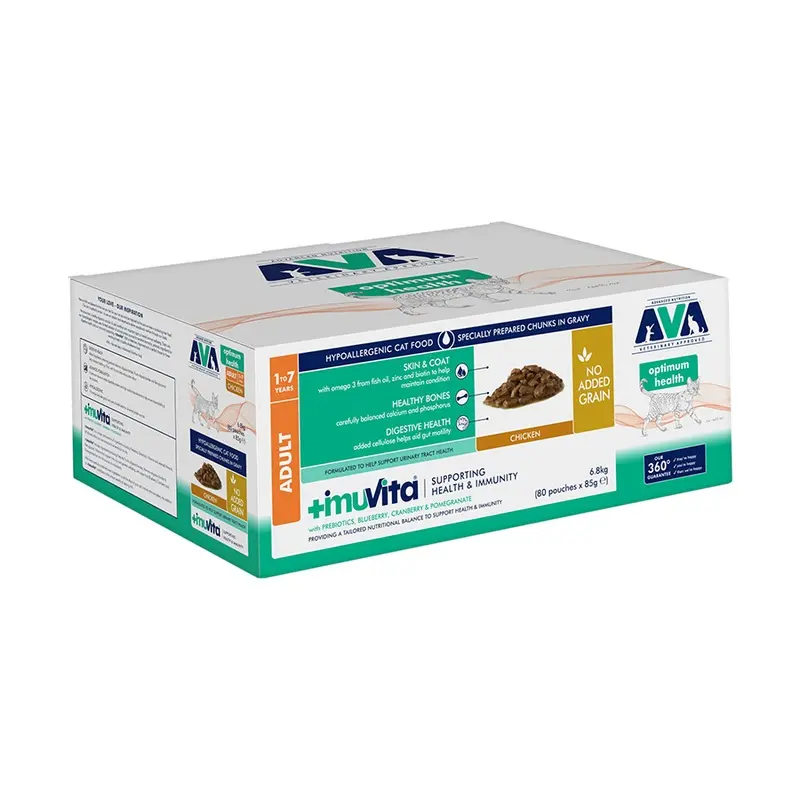 Ava Veterinary Approved Optimum Health Wet Adult Cat Food Chicken In Gravy 80X85G