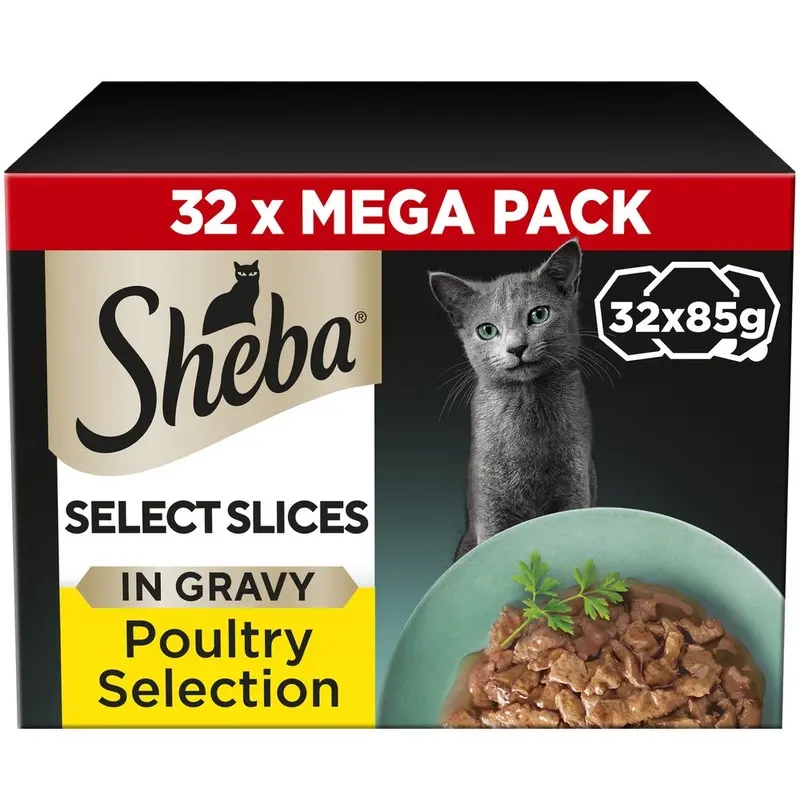 Sheba Select Slices Mixed Pack Trays - Poultry Selection In Gravy (32 X 85G)
