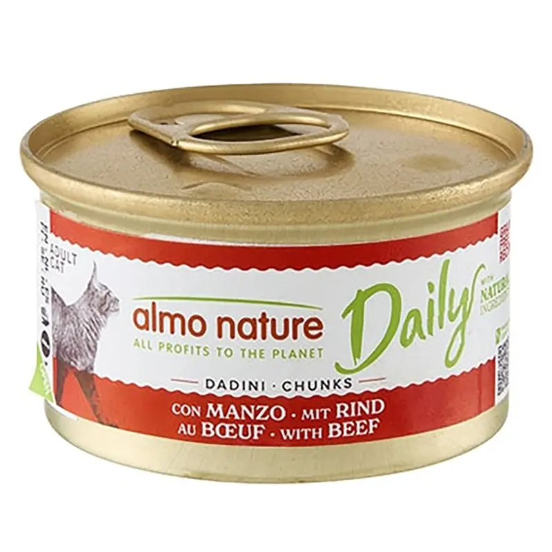 Almo Nature Daily 6 X 85G Menu Wet Cat Food - 5 + 1 Can Free! * - Chunks With Beef (6 X 85G)
