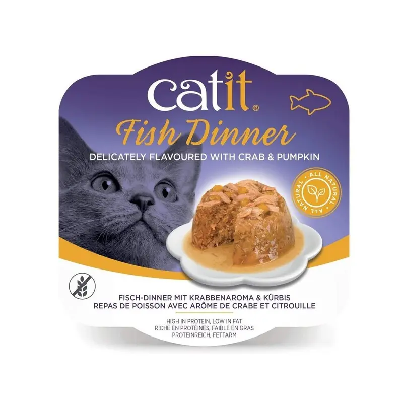 Catit Fish Dinner Best Cat Food (Crab Flavour & Pumpkin, 80 G)
